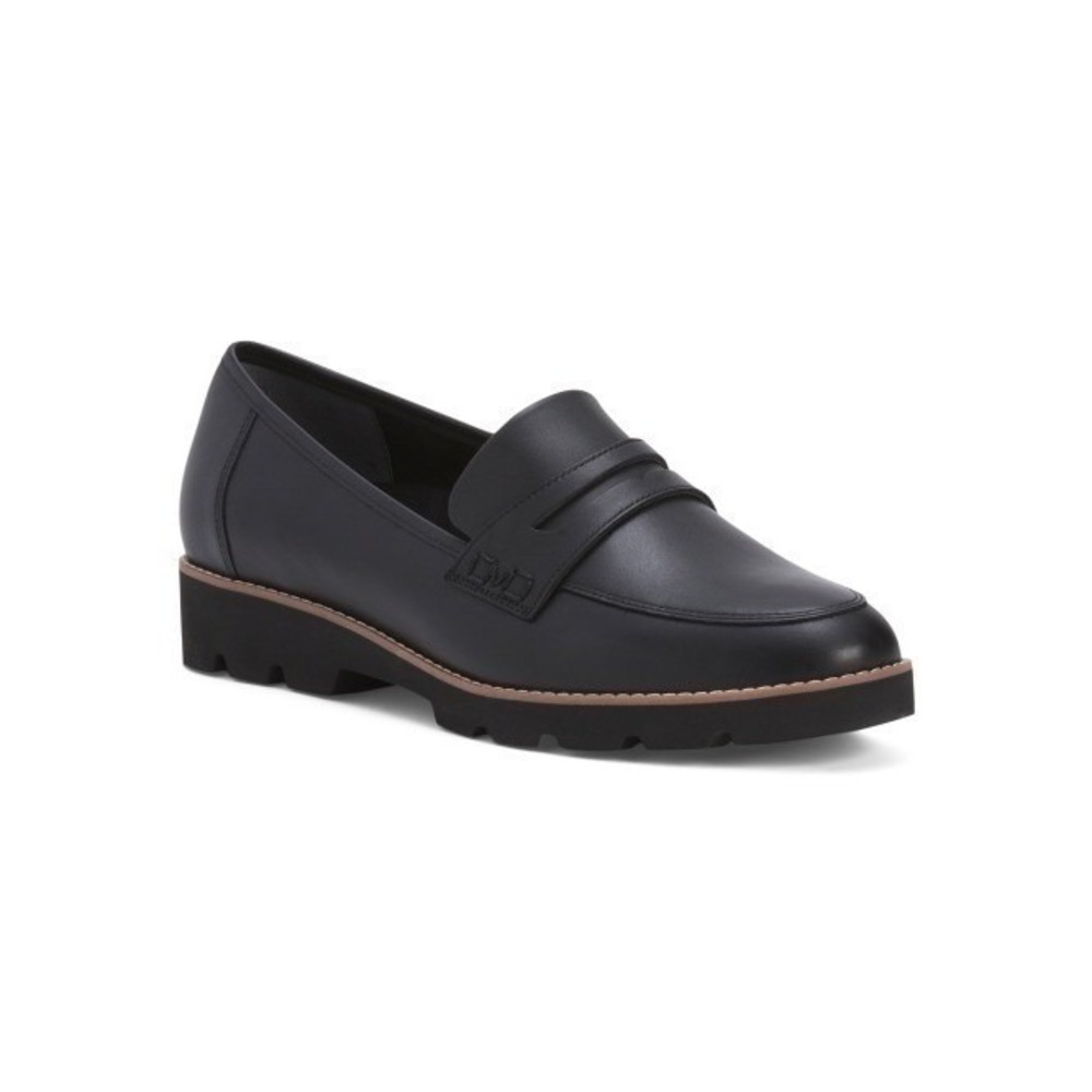NWT VIONIC Cheryl II Lug Penny Loafer Leather Comfort Black Shoes anti-slip‎ 12